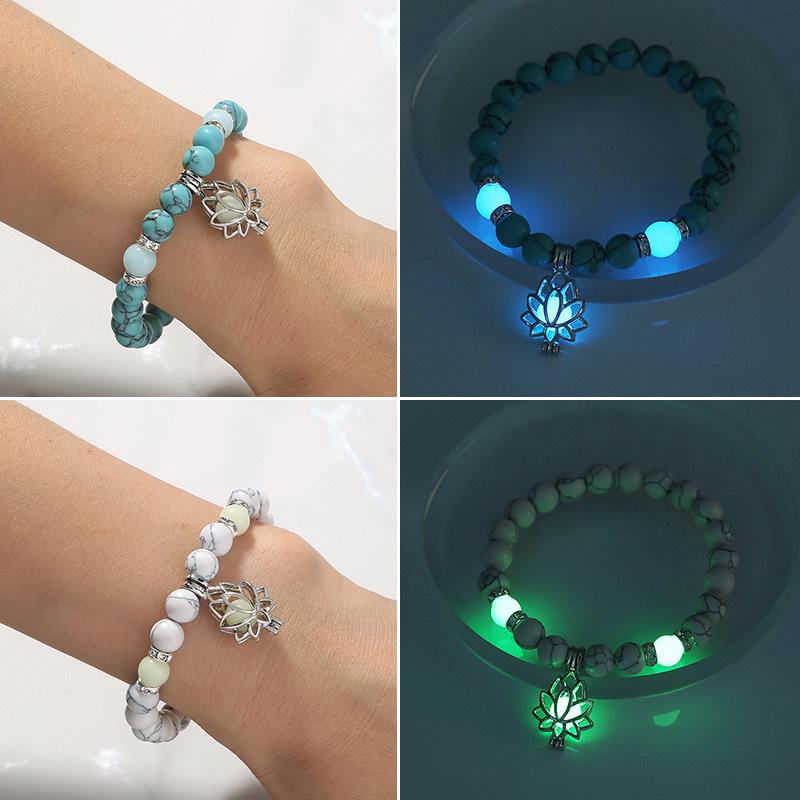 Turquoise Luminous Lotus Yoga Bracelet: Multi-color Fluorescent Trendy Unisex Bangle