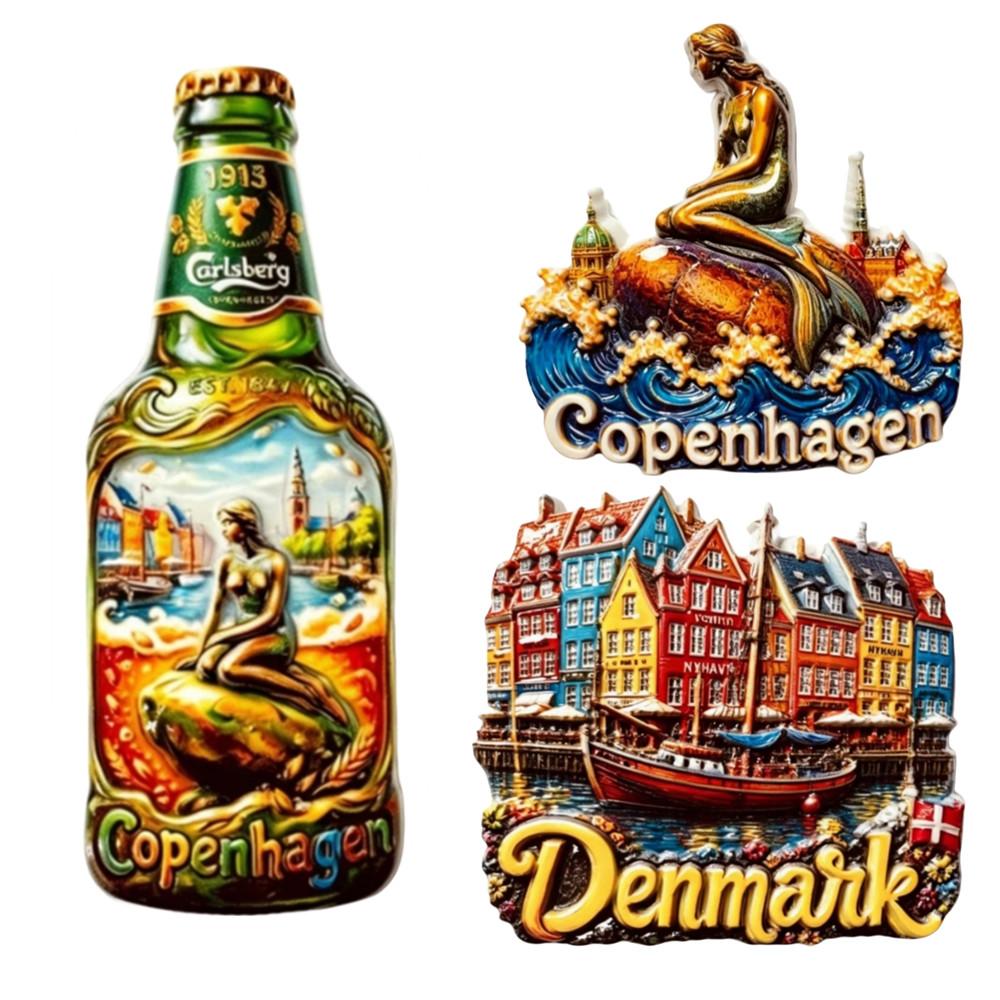 Europe Denmark 3D Fridge Magnets Sticker Tourism Souvenir Refrigerator Magnets Sticker Home Kitchen Decor