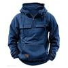 Half Zipper Men's Tactical Hoodies Solid Military Sweatshirts Multi Pockets Male Hooded Jackets Thick Outdoor Polar
