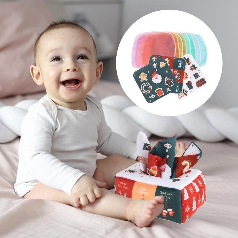 Christmas Baby Montessori Toys Baby Tissue Box Toy for Babies Christmas Party Favor for Boys Girls Stocking Stuffers Gifts