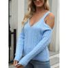 Women's Fall Sexy Halter Strapless Knit Sweater Solid Color Long-sleeved Twist Sweater Women Comfortable Versatile Fashion