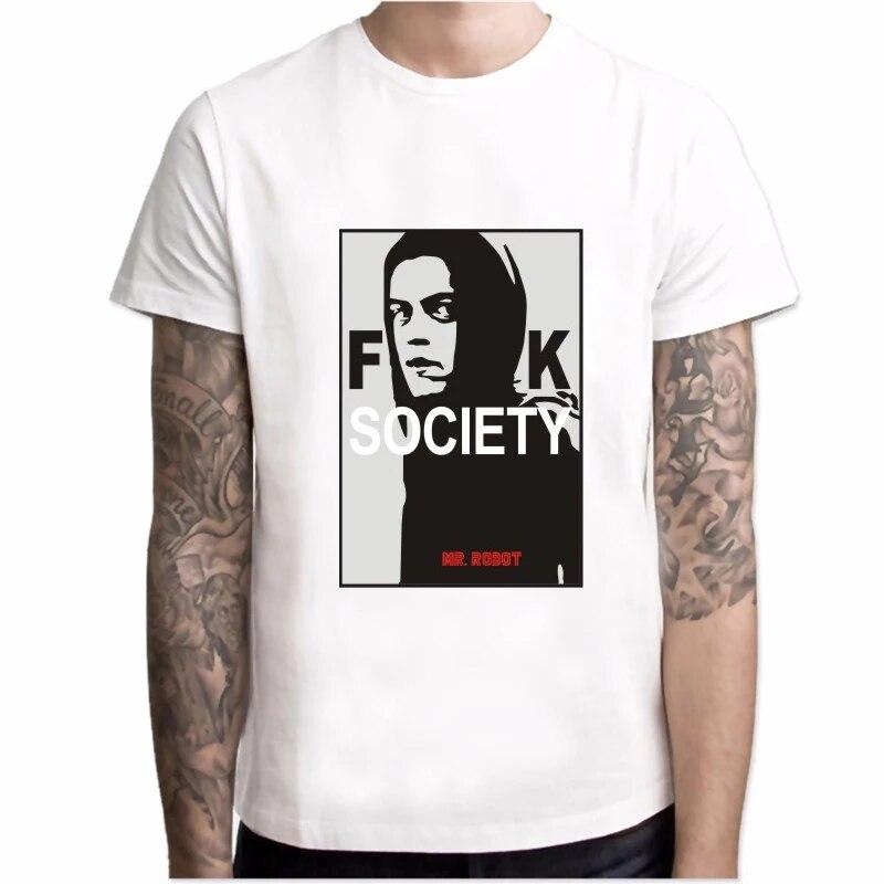 YSM Cotton Tshirt Fashion Mr Robot Fsociety T-shirt Men High Quality Camisetas Hombre Harajuku Short Sleeve Men