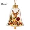 Christmas Gift for Family Friends 3D Bell Ornament, Winter Scene Clear Decoration with Santa Snowman Reindeer Decorative Spheres Angel Tree
