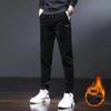 Corduroy Casual Pants For Men Fleece-lined Warm Striped Velvet Multi-pocket Slim Fit Straight Leg Pants
