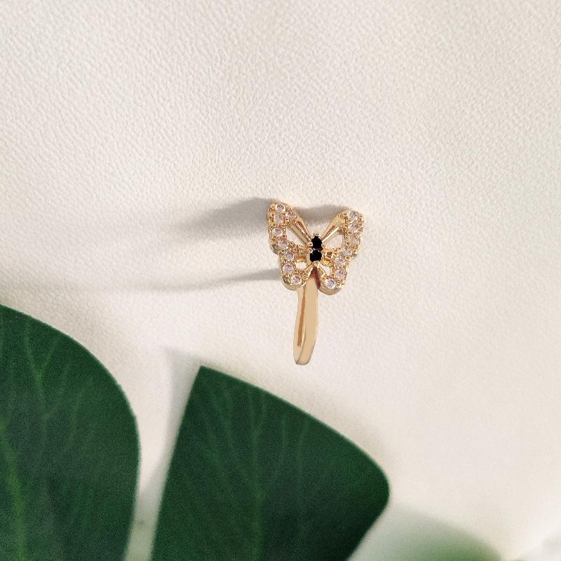 Zircon Butterfly Nose Ring for Women Men U Shaped Fack Piercing Nose Nail No Hole Nose Clip Punk Jewelry Personality Accessories