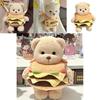 Cartoon Hamburger Bear Plush Bag With Adjustable Shoulder Strap For Kids And Teens