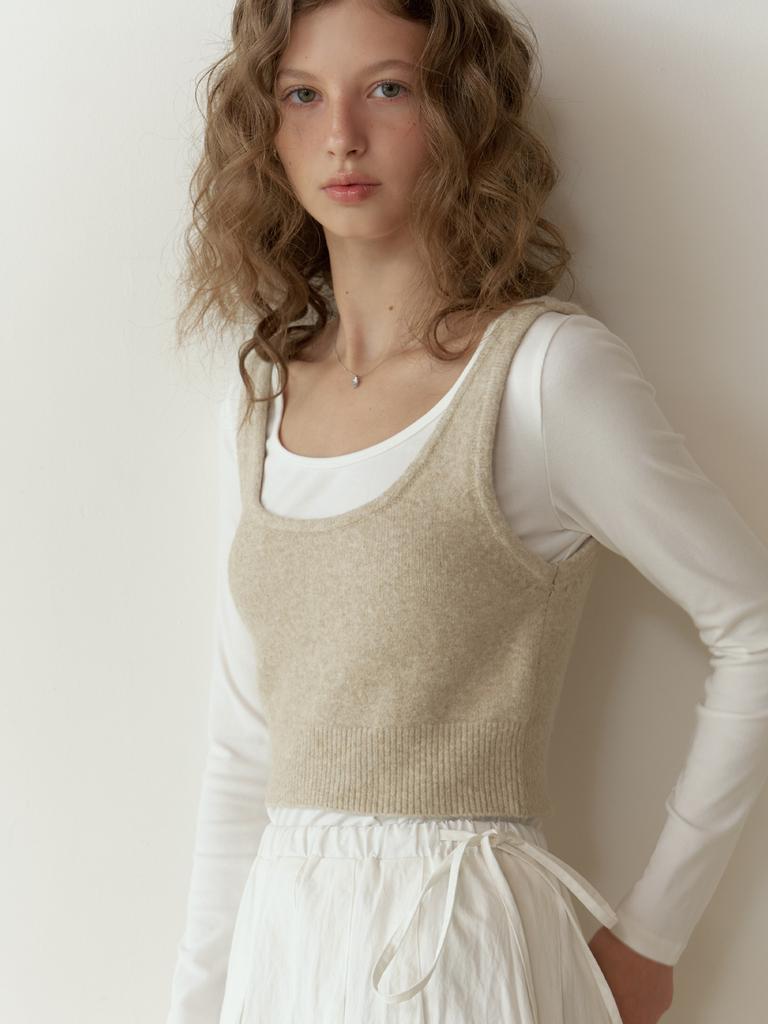 Liel Peche Knit Vest (Beige)