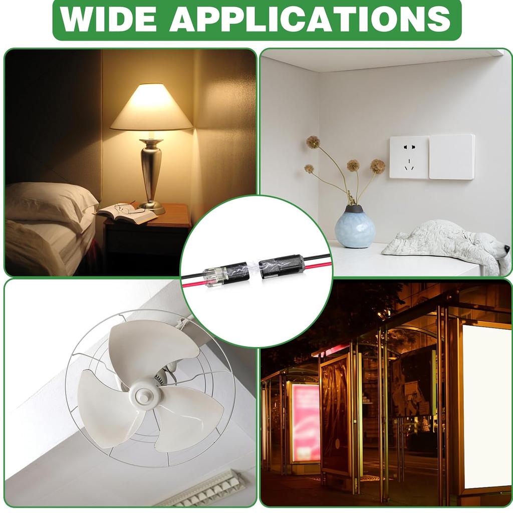 50/1pcs Double-Wire Plug-in Connector with Locking Buckle Pluggable LED Wire Connector 2 Pin 2 Way Universal Compact Wire