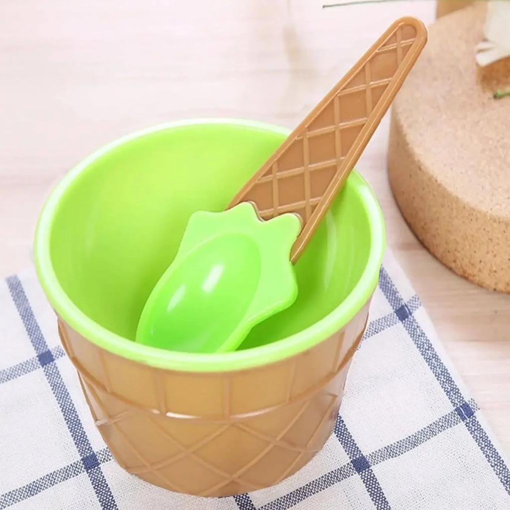 1 Set -Candy Colored Ice Cream Shaped Plastic Bowl, Dessert Ice Cream Bowl