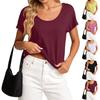 Women Short Sleeve Cotton Loose Fit T Shirt Summer Basic Crew Neck Yoga Workout Top Casual Plain Pullover Blouse