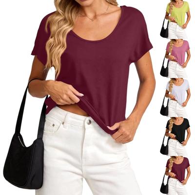 Women's Fashion New Summer  Short Sleeve Cotton Top Loose Fit Exercise Yoga Sports Shirt Show-Off T-Shirt Top