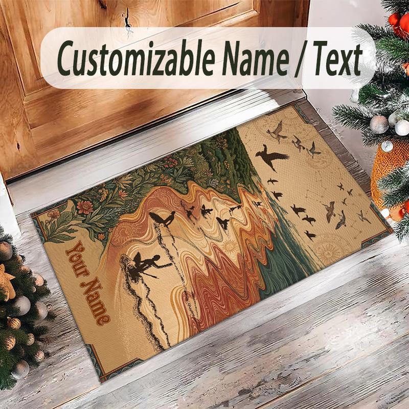 Birds Theme Crystal Velvet Floor Rug Personalized Custom Name Text Warm Carpet Home Decoration