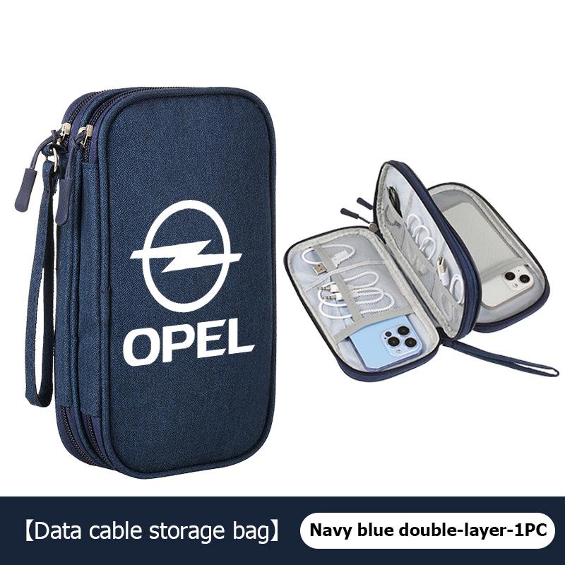 Data Cable Storage Bag Earphones Double Layer Portable Travel Bag For Opel Meriva Mokka Grandland Vectra Zafira Vivaro Antara