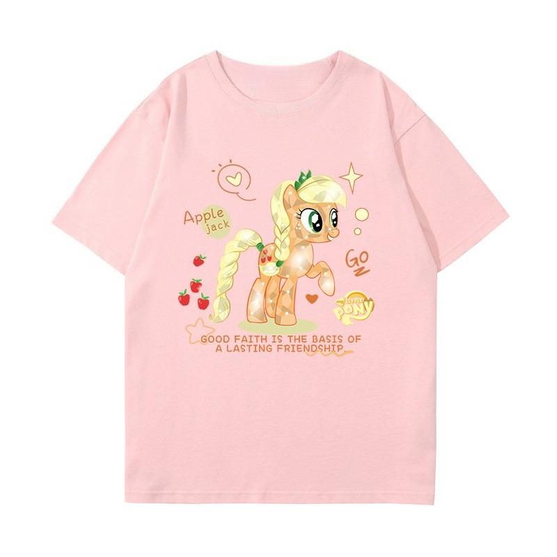 2026 Summer New Style Cotton Childrens Tshirt Cartoon Print Little Pony Bolic Family Casual Breathable ShortSleeved Shirt