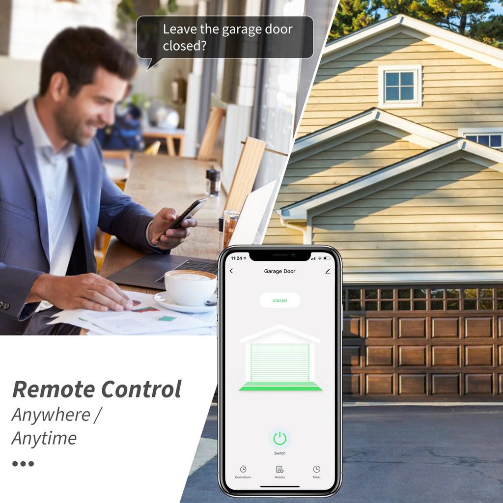 Intelligent WIFI Garage Door Switch Wireless Voice APP Remote Control for TUYA Prise US