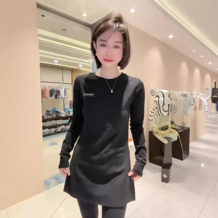 

European Style Women s Versatile Slimming Slit Long Sleeve Mid-Length Shirt for Spring & Autumn 2025 S чёрный
