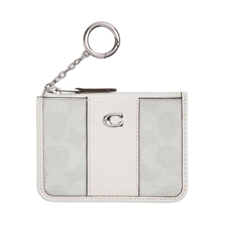 Coach Silver Metal Logo Leather Card Holder Women accessories White CI185-LHXUN Chalk White