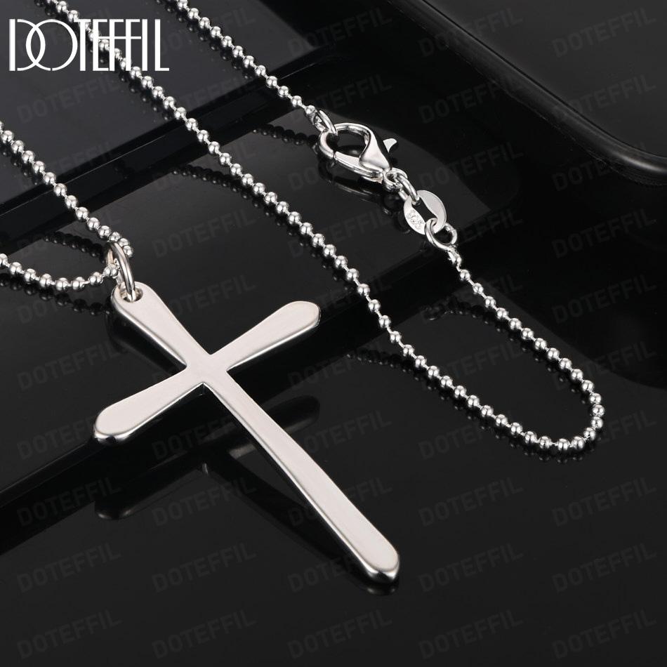 925 Sterling Silver Wedding Gift Cross Pendant Necklace Fashion Jewelry