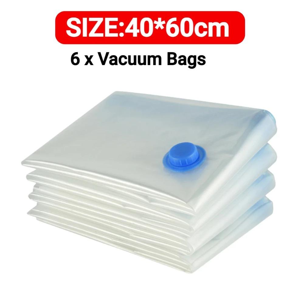 6 Stück Vakuum-Aufbewahrungsbeutel Platzsparer-Beutel Reise Wiederaufladbare Luftpumpe Verschiedene Siegelbeutel-Pumpe für Kompress Kleidung Decke Gepäck S 40x60cm 16x24in