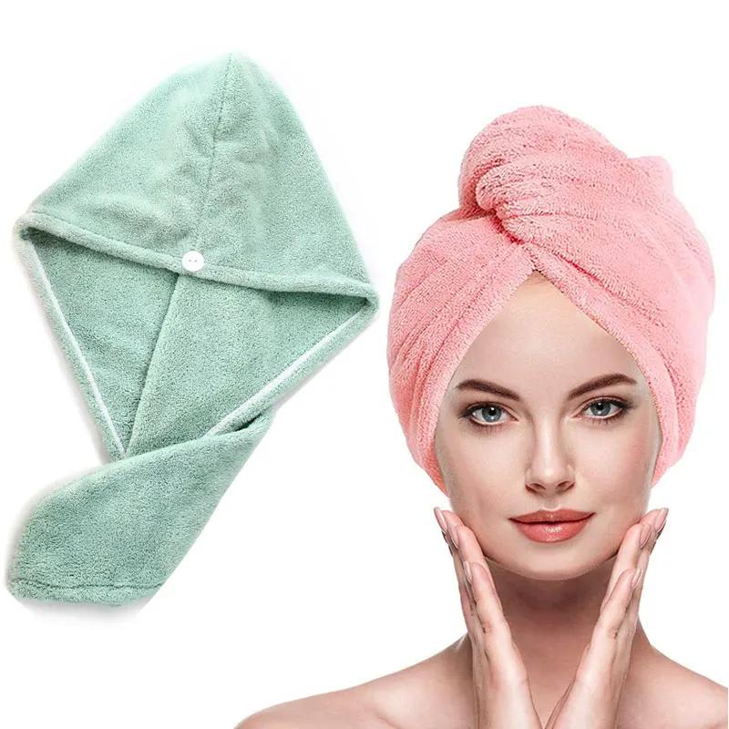 Microfibre After Shower Hair Drying Wrap Lady's Towel Quick Dry Hair Hat Cap Turban Head Wrap Womens Girls Bathing Tools 1 Pc