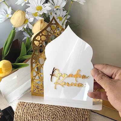 Adornos Acrílicos de Ramadán Kareem Luna Dorada Estrella Linterna Decoraciones Eid Mubarak para el Hogar 2025 Festival Musulmán Islámico Regalos para la Fiesta