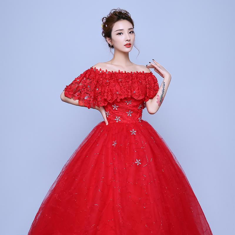 korean red wedding dress Red korean style party dress/Korean bridal maxi/ Red wedding gown