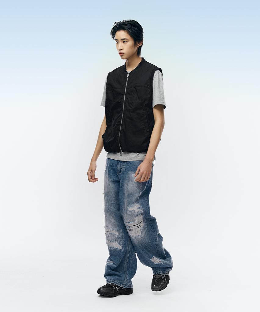 Intempomood Shadow Round Neck Vest_Black