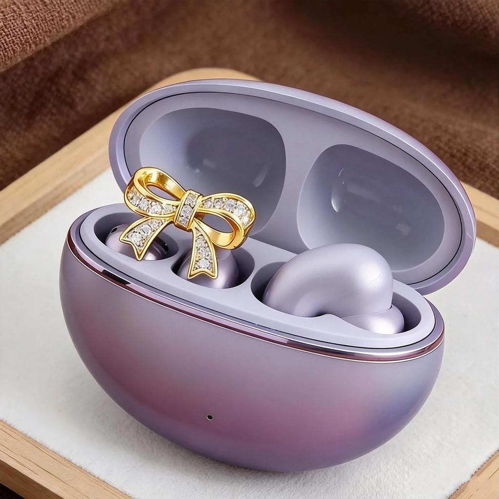 Butterfly Rhinestone Decor Detachable Bluetooth Headset Clip-on Earphone Exquisite Fashion Accessory for Ladies