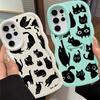 Case for Samsung Galaxy S21 S25 S24 A26 S22 Ultra S23 Plus A25 S20 FE Soft Phone Cover A35 A36 A34 A24 A55 A54 Black Cat Cartoon