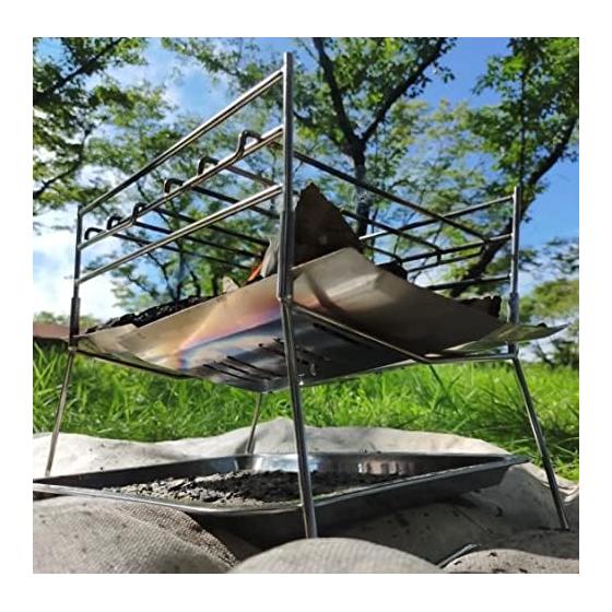 [Made in Japan 18-8 Stainless Steel] tokyocamp Bonfire Stand Custom Parts 3 Tier Frame Bonfire Trivet Height Adjustment Firepower Adjustment Tokyo