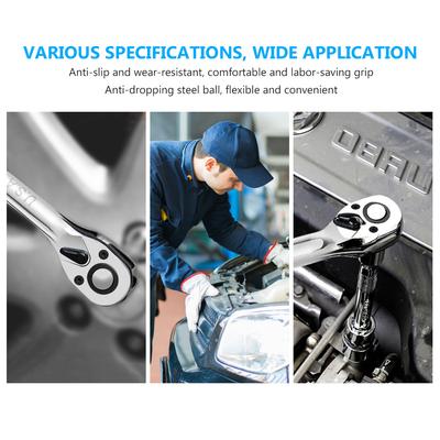 72 Teeth -V Ratchet Wrench Quick Release Socket Spanner Repair Tool Hard Durable for Home and Emergency Use Socket Wrench