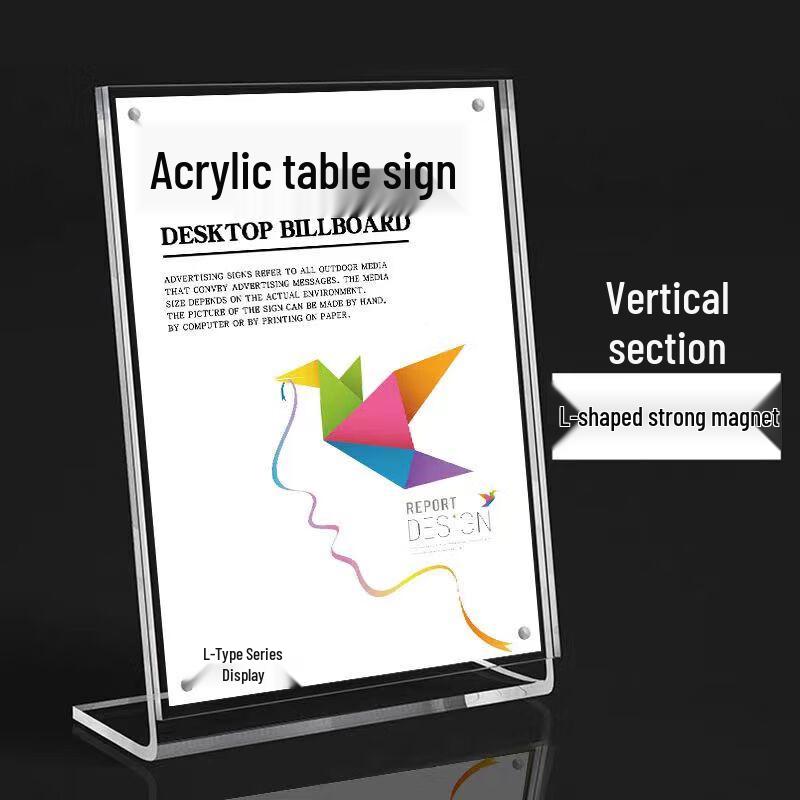 Acrylic L-Shape Slanted Sign & Card Holder
