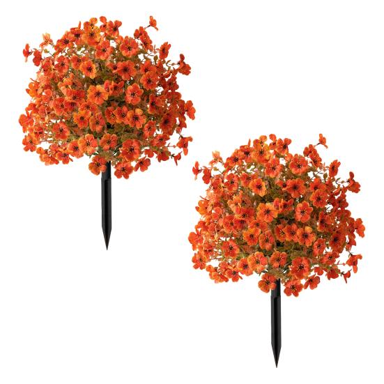 2 Pcs Artificial Violet Ball 23.6" Topiary Trees with Ground Spikes Realistic Fake Shrubs with Violet Blooms for Indoor Front Porch Outdoor Decor