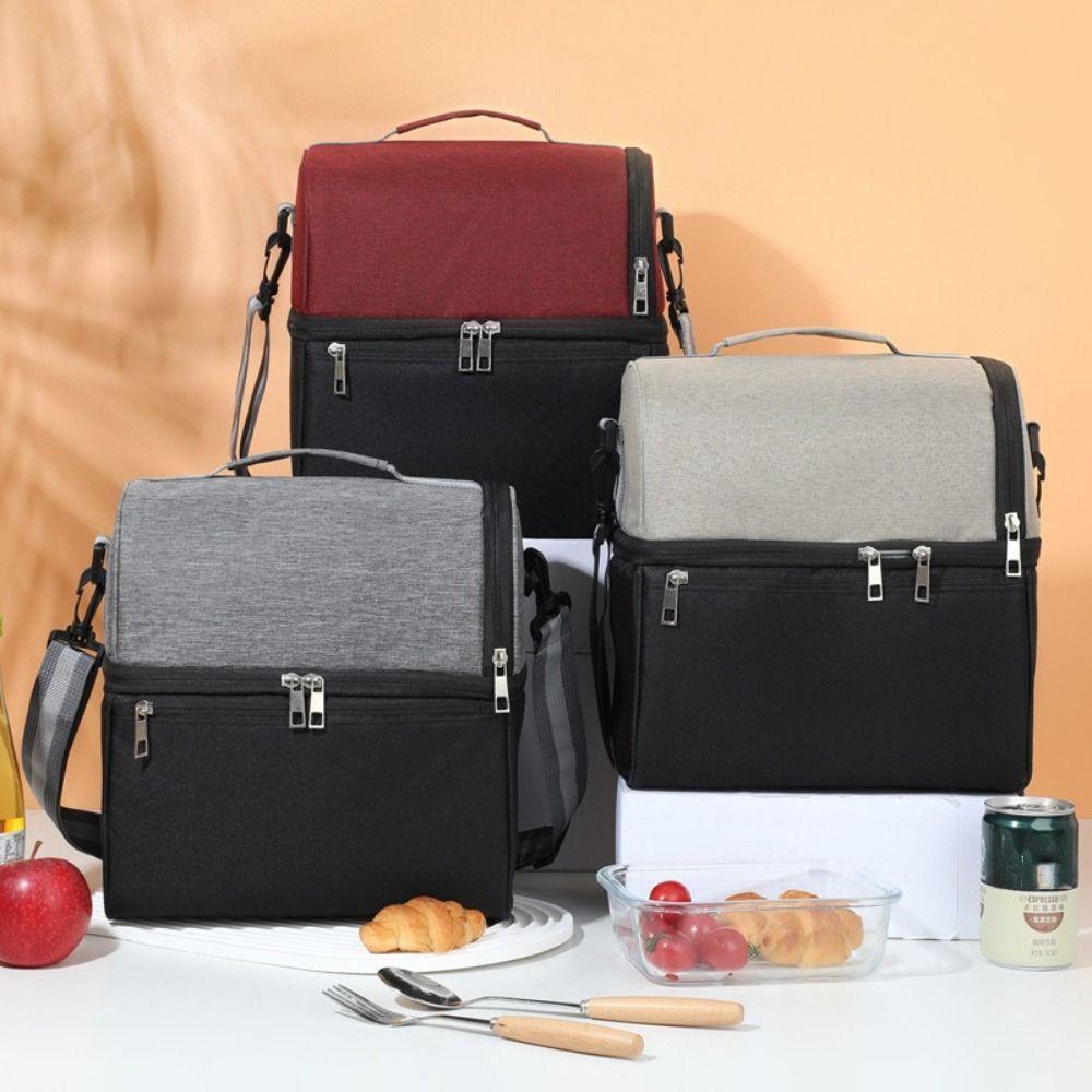 New Oxford Cloth Crossbody Cooler Bag 5 Colors Large Capacity Thickened Thermal Insulation Bag Double Layer Lunch Bag
