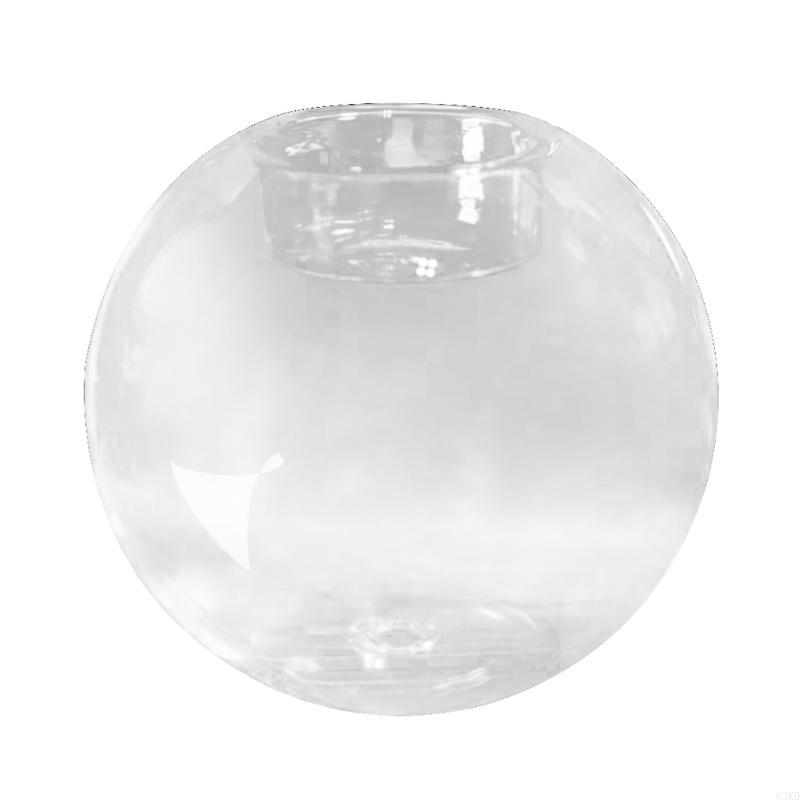 62KD Romantic Wedding Candlestick Transparent Round Glass Holder for Home Dining Table Party Christmas Decorations