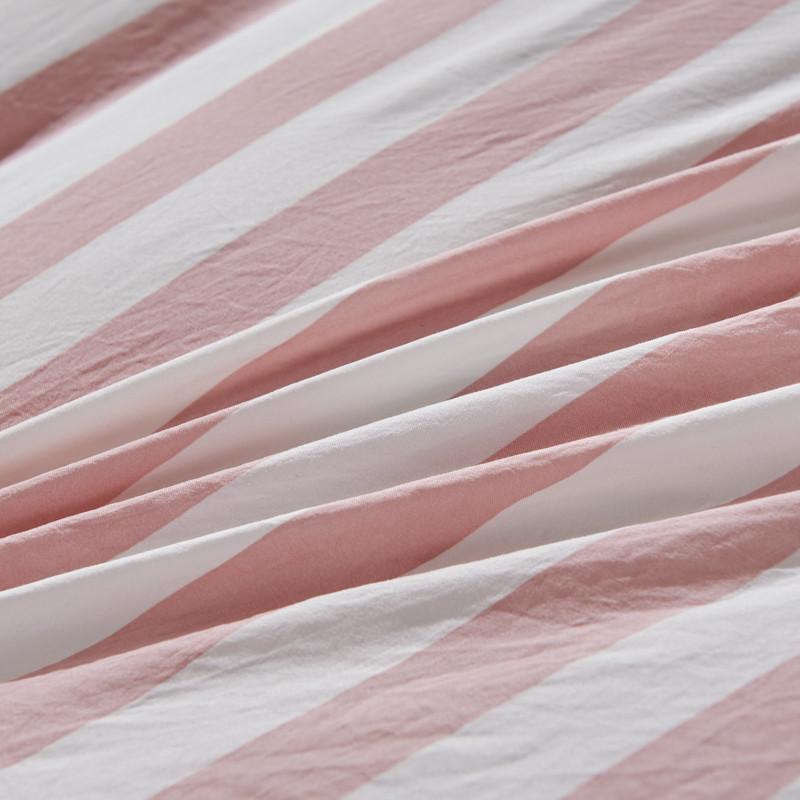 4Pcs Washed Microfiber Vertical striped colorful Bedding Set, Sweet Style Soft Duvet Cover with Zipper Flat Sheet Pillowcases