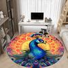 1pc Peacock Mandala Office Round Area Rug, Under Office Chairs Bedroom Living Room Home Decor, Room Deco