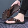 Men Black Slippers Simple Flats Flip Flops Summer Brown White Open Toe Sandals Outdoor Beach Shoes Plus Size 46 47 48