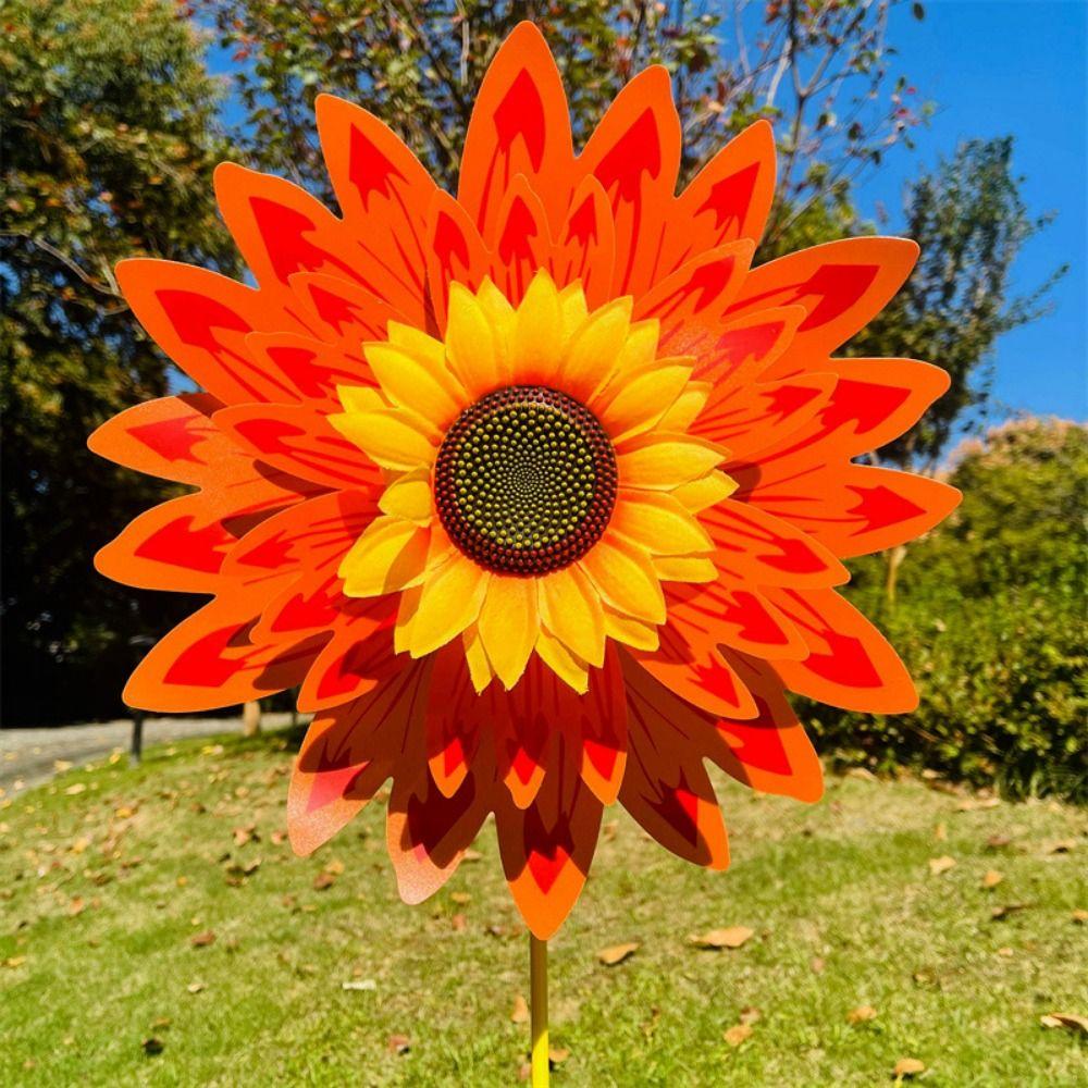 Multistyles Rotating Sunflower Stake Standing Lawn Flower Pinwheel  Outdoor Party Picnic Decor
