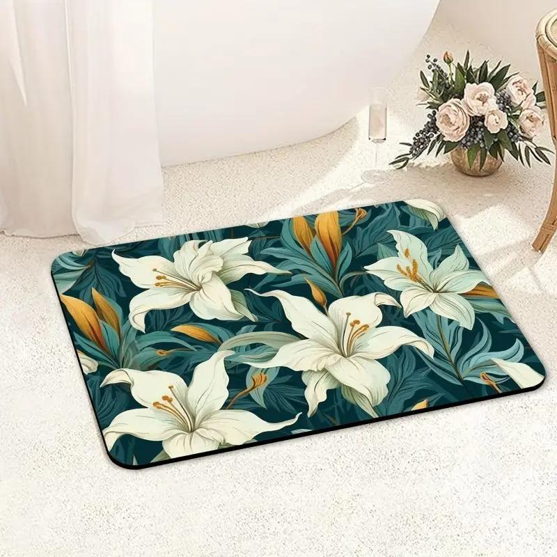 Colorful Flower Print Door Front Mat Decoration Home Bathroom Mat