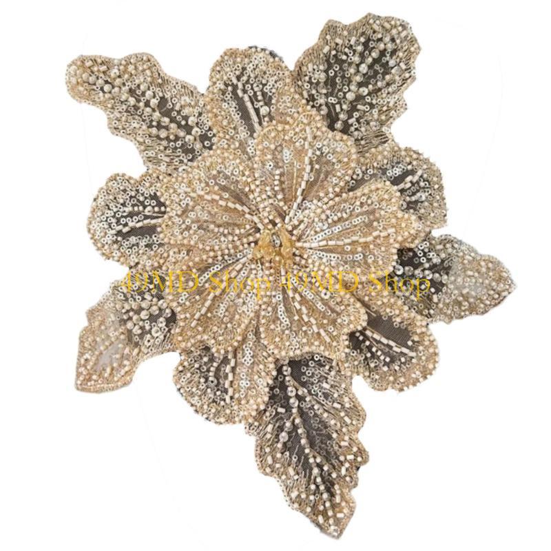 49MD Eye-Catching Flower Applique Sequined Sewing On Patches for Wedding Dress