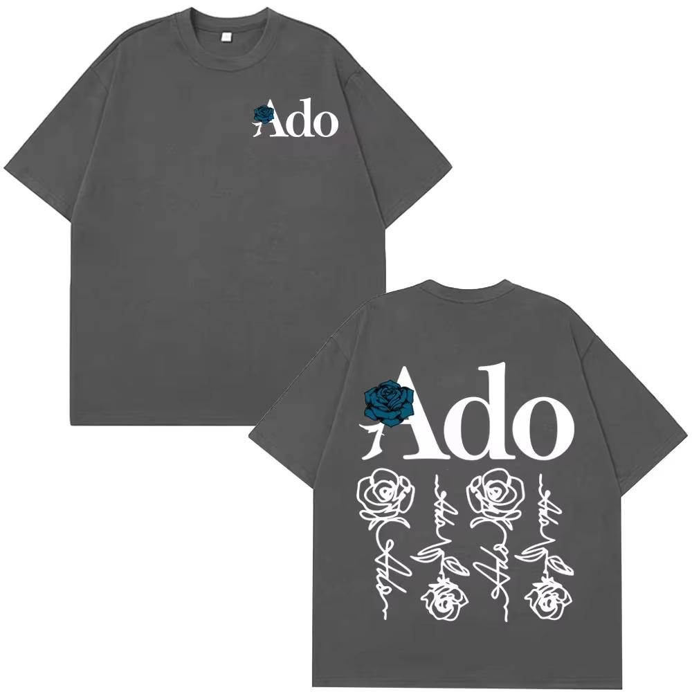 Ado Blue Rose World Tour Hibana Tshirt Fashion Short Sleeve Aesthetic Trendy Casual Wear Streetwear 2026 SpringSummer New