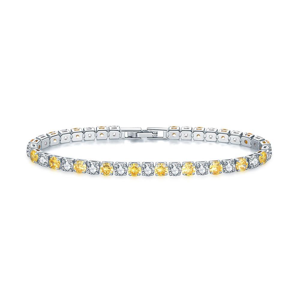 Colorful Zircon Tennis Bracelet Bangle for Women Luxury Silver Color 4mm Rainbow Crystal Hand Chain Jewelry Friend Gifts H027-M