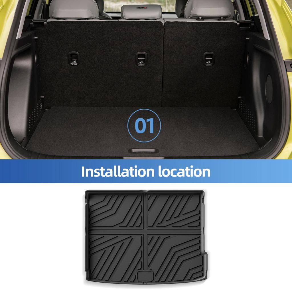 SMABEE for Hyundai Kona Electric 2024 2025 TPE 3D Car Rear Trunk Pad Cargo Liner Trunk Mat All Weather Black