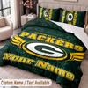 Green Bay Packers Printed Bedding Set Custom Name Text 1 Duvet Cover 2 Pillowcases For Bedroom
