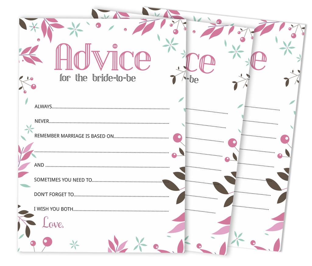 Inkdotpot Bridal Shower Games Advice For The Bride Set Of 50A  FloralA  Mad Libs Game