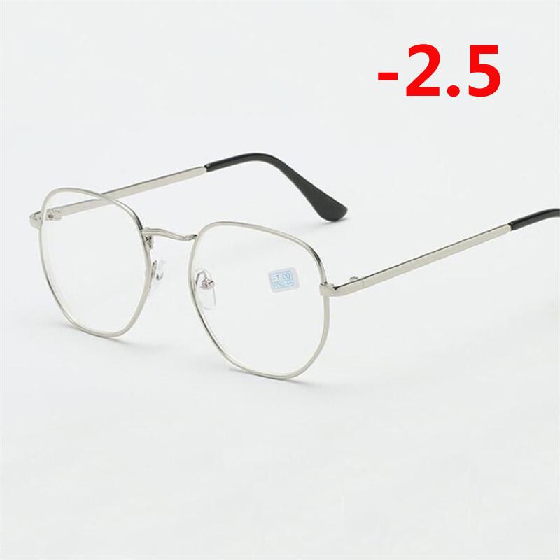 -1.0 -1.5 -2.0 To -6.0 Student Myopia Glasses Finished Golden And Black Frame Blue Film Short Sight Eyewear Prescription Glasses
