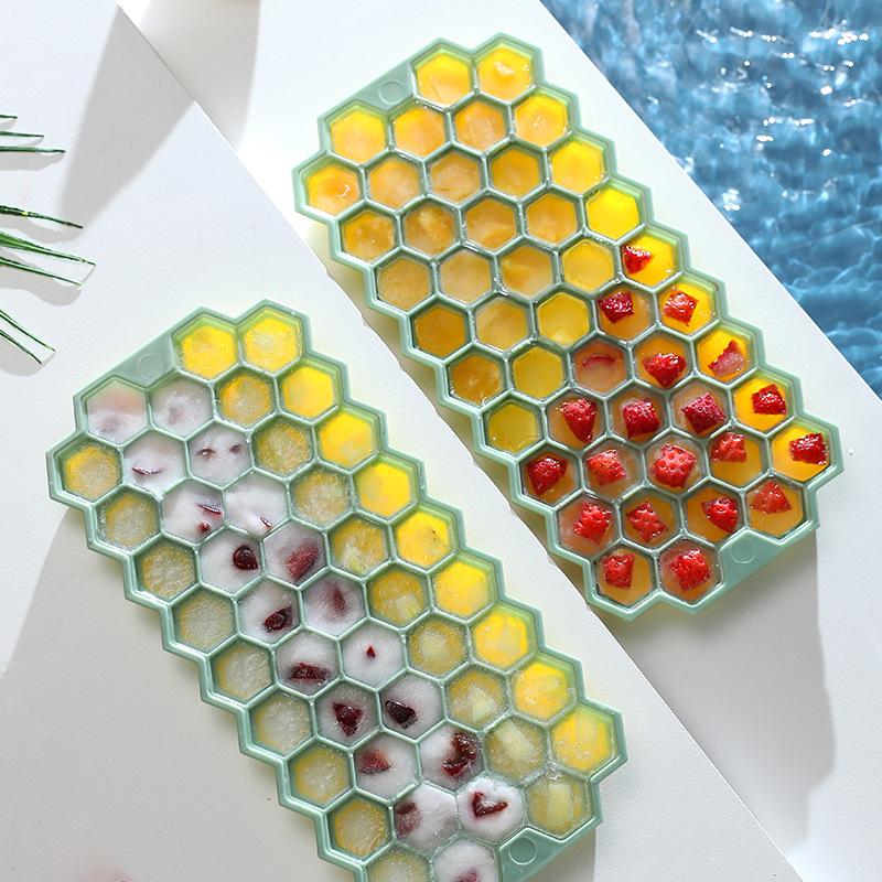 Vassoio per Cubetti di Ghiaccio Grande in Silicone con Scatola Portaoggetti - Congelamento Rapido con Elevata Capacità