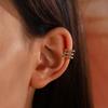 Elegant French C-shaped Triple-Layer Ear Cuff with Plain Circle Beads - Non-Piercing Design