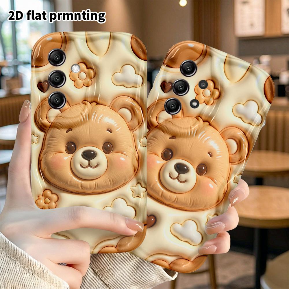 Phone Case: 2D flat, suitable for Samsung Galaxy A34 A35 M05 M06 S20 S22 S21 FE Plus 5G protective case, light brown bear head, perfect holiday gift f